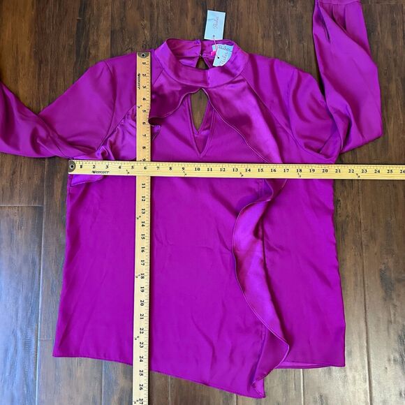 NWT PARKER Ciani Cascading Ruffle L/S Blouse Keyhole in Deep Plum - Picture 14 of 15